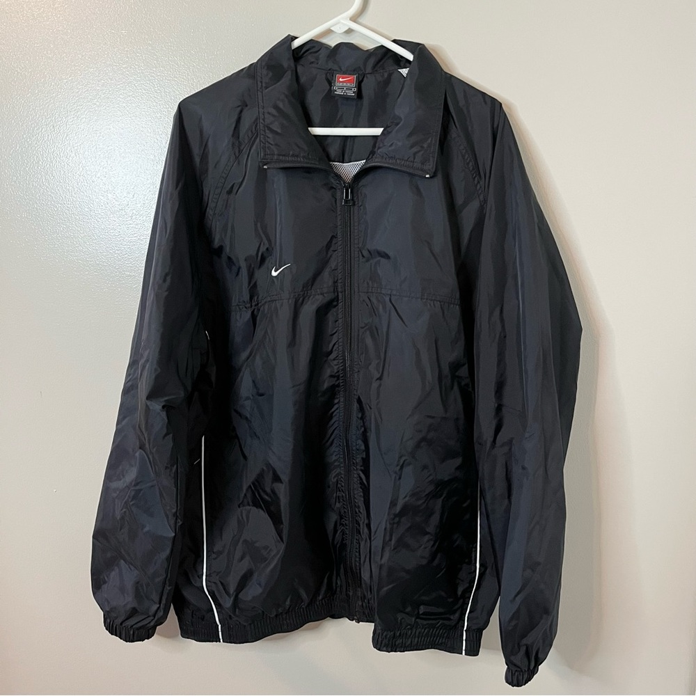 Nike Mens Jacket Black Full Zip Long Sleeves Windbreaker Size Large Y2K …